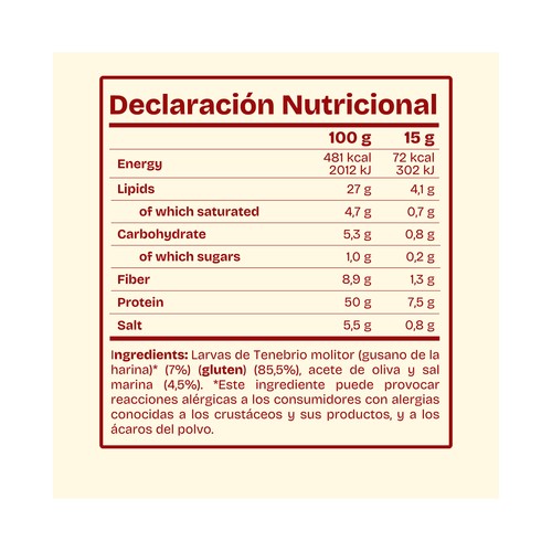 CORIAL Larvas de gusano de la harina secas con sal marina 15 g.