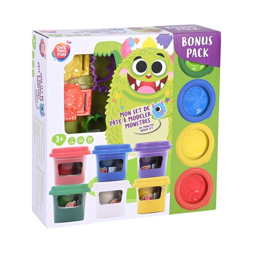 Set de Juego Monstruos con moldes y pasta de modelar con Botes Extras 13 piezas +3 Años ONE, TWO FUN