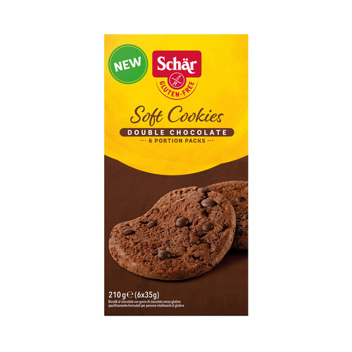SCHÄR Galletas (cookies) doble chocolate, elaboradas sin gluten 6 x 35 g.