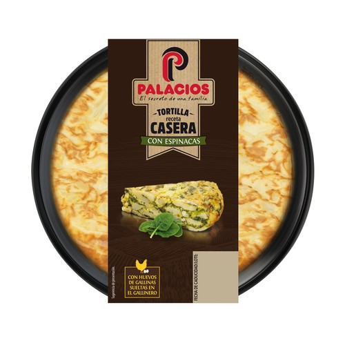 PALACIOS Tortilla fresca receta casera con espinacas y aceite de oliva virgen extra 300 g.