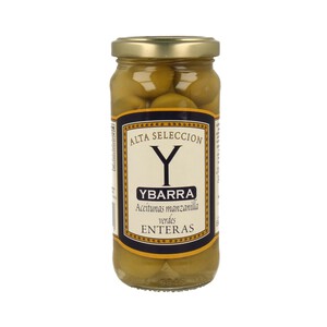 Imagen de YBARRA Aceitunas verdes manzanilla enteras con hueso YBARRA frasco de 120 g.