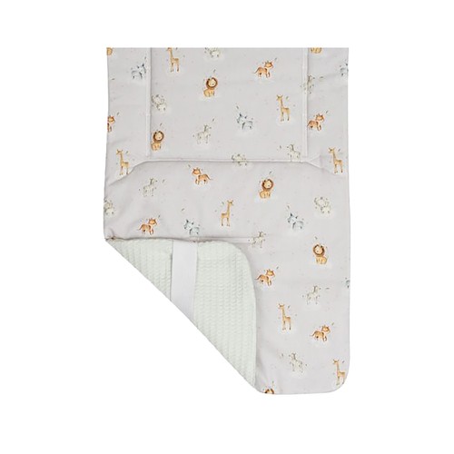 Colchoneta reversible nido de abeja y animales, color verde, DON ALGODON