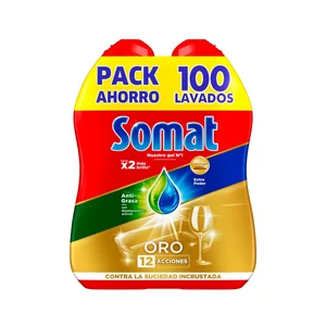 SOMAT Gel lavavajillas en gel para máquinas anti grasa SOMAT 2 uds. x50 ds 2 l.