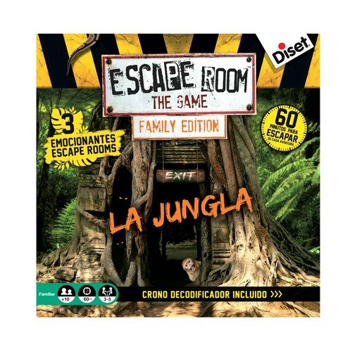 Juego de mesa de lógica y deducción Escape Room Family Edition La jungla, de 3 a jugadores, DISET.