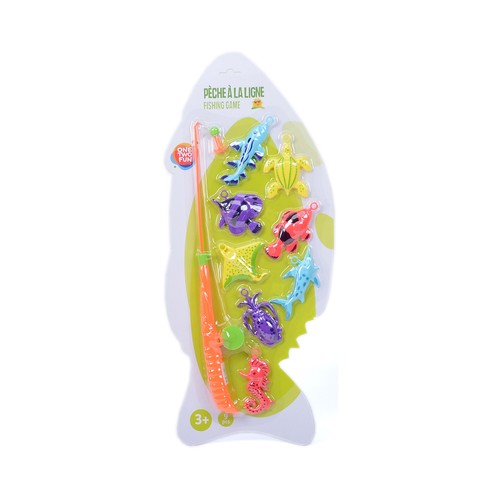 Juego de pesca infantil ALCAMPO con una caña.