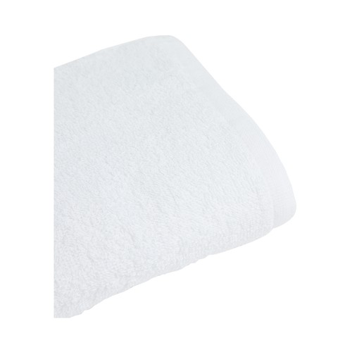 Toalla de baño blanca 100% algodón, 300g/m² de densidad, 100x150 cm. PRODUCTO ECONÓMICO ALCAMPO.