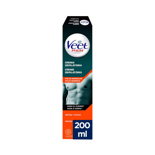 Crema depilatoria corporal para hombre, para todo tipo de pieles VEET Men 200 ml.