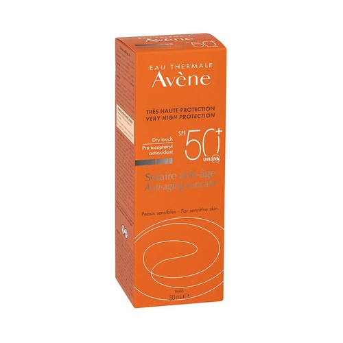 THERMALE AVÉNE Protector solar facial antiedad con FPS 50+ (muy alto), para pieles sensibles 50 ml.
