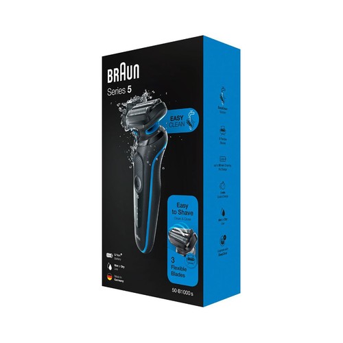 Máquina de afeitar eléctrica BRAUN Series 5 50-B1000s, sin cable, uso en seco o húmedo, autonomía 50min.