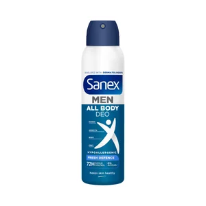 SANEX Men fresh defence Desodorante en spray masculino para todo el cuerpo (manos, axilas, zonas íntimas ...) 150 ml.