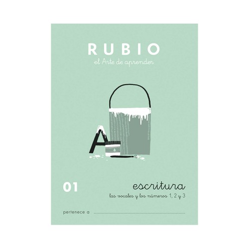 Lengua, Escritura 01, Las vocales y los números 1,2 y 3, 3-4 años RUBIO.