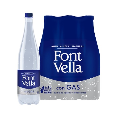 Agua Font Vella con Gas 1L x 6 unidades