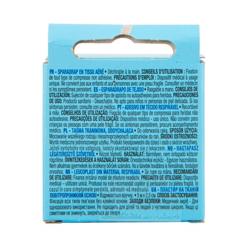 PRODUCTO ALCAMPO Esparadrapo de tela 5 m x  2.5 cm, que puede ser cortado con la mano.