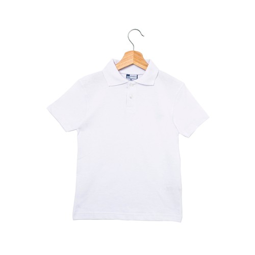 Polo de uniforme manga corta blanco unisex, talla 8.