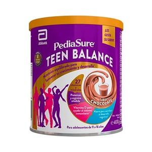 PEDIASURE Teen balance Complemento nutricional sabor chocolate para adolescentes de 11 a 16 años 400 g.