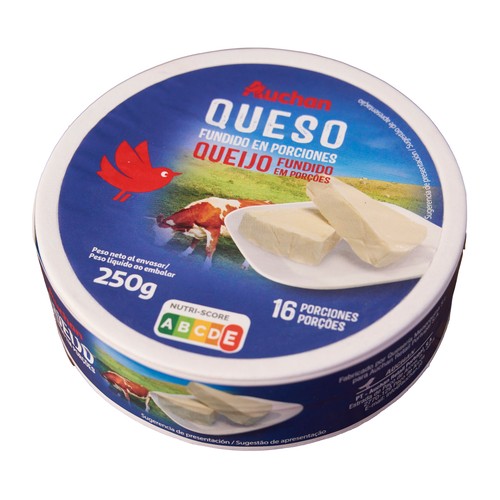 AUCHAN Queso fundido en porciones 16 uds. 250 g Producto Alcampo.