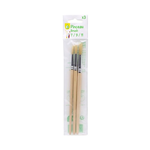 Pack 3 pinceles Nº7, Nº9, Nº11. PRODUCTO ECONÓMICO ALCAMPO