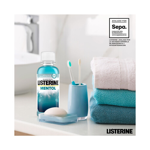 LISTERINE Enjuague bucal de uso diario con sabor mentol LISTERINE 95 ml.