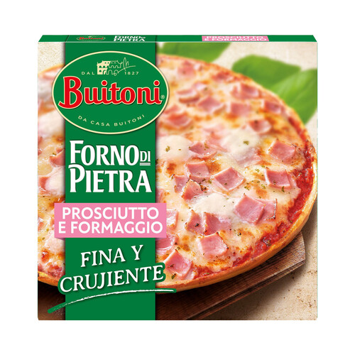 BUITONI Pizza de jamón y queso con masa fina y crujiente Forno di piertra 350 g.