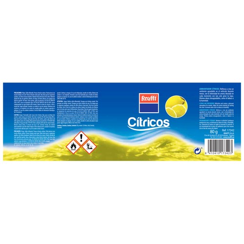 Ambientador en gel para coche, en envase de lata con dosificador y con olor a cítricos KRAFFT.