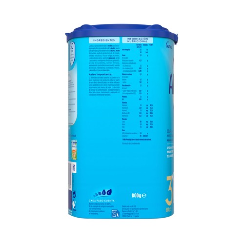 ALMIRÓN Advance 3 Leche (3) de crecimiento para bebés a partir de 12 meses 800 g.