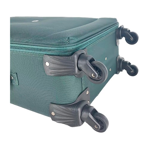 Maleta mediana tipo trolley flexible de 65 cm, 4 ruedas, color verde, ALCAMPO.