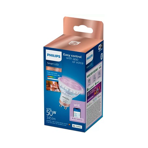 Bombilla Led gu10 wifi wiz color 4,9w 50w 2700k. PHILIPS
