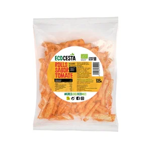 ECOCESTA Snacks (nachos) de maíz ecológico, con sabor a tomate 125 g.