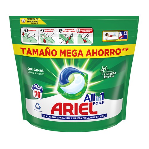 ARIEL All in 1 Pods Original Detergente en cápsulas 70 uds