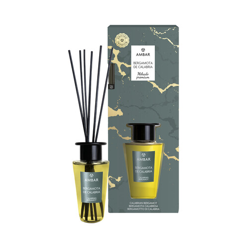 AMBAR Ambientador perfumador de varillas (Mikado premium), con aroma a Bergamota calabresa 85 ml.