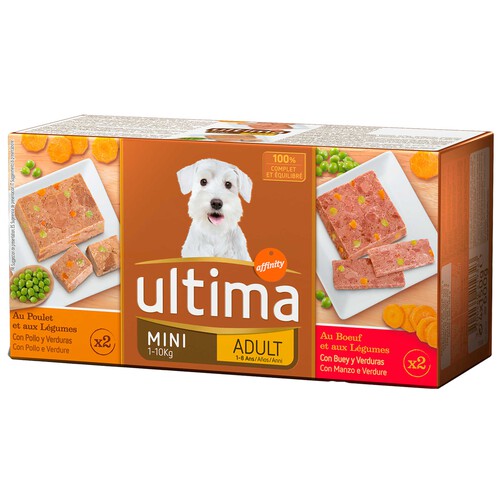 ULTIMA Comida para perro adulto de talla pequeña ULTIMA ADULT 4 tarrinas de 105 gramos