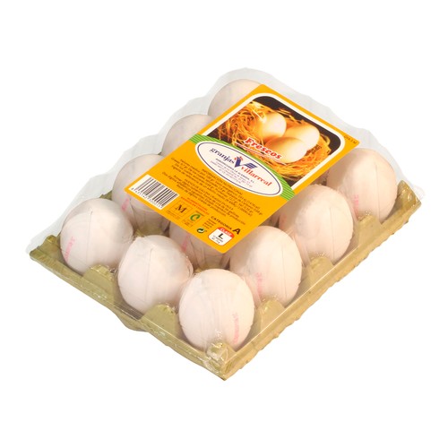 GRANJAS VILLARREAL Huevos de gallina en jaulas acondicionadas de Madrid, categoría A y clase L,12 uds. 
