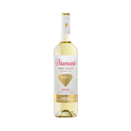 Vino blanco semi dulce con denominación de origen calificada Rioja DIAMANTE botella de 75 cl.