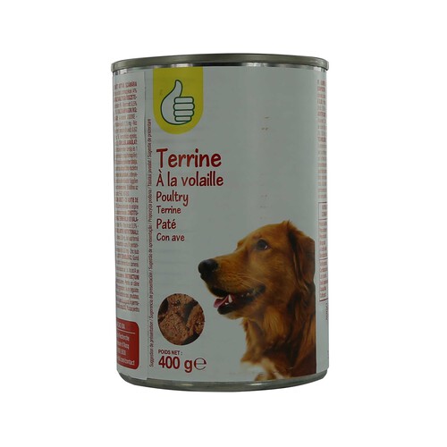 PRODUCTO ECONÓMICO ALCAMPO Lata de alimento para perro de pate con ave 400 g.