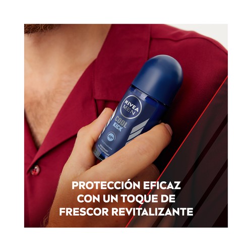 NIVEA Men cool kick Desodorante roll on para hombre con protección antitranspirante hasta 48 horas 50 ml.
