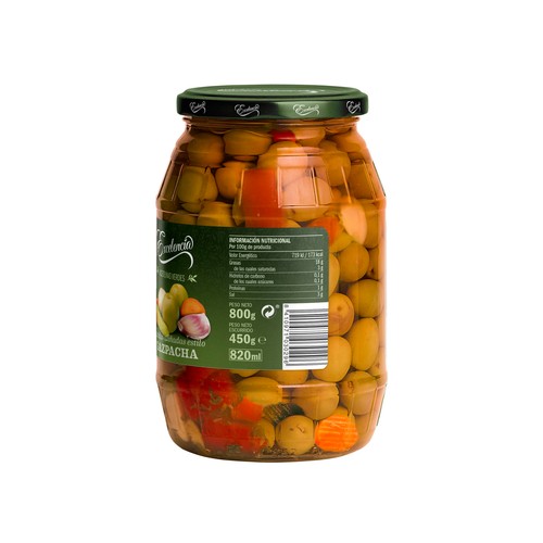 EXCELENCIA Aceitunas verdes manzanilla gazpacha EXCELENCIA frasco de 800 g