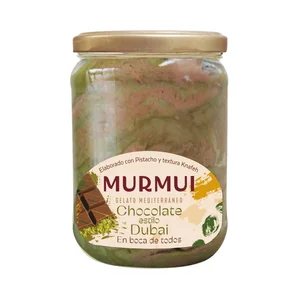 MURMUI Tarrina de helado de chocolate estilo Dubai (pistacho y textura knafeh) 550 ml.
