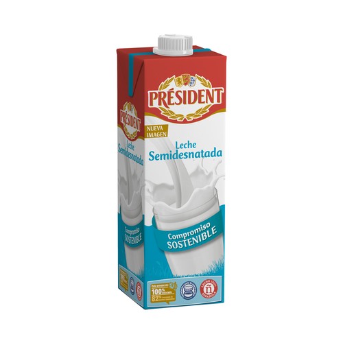 Imagen de Leche semidesnatada de vaca de origen 100% español PRÉSIDENT 1 l.