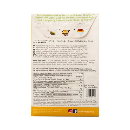 THE KONJAC SHOP Arroz de konjac, que ayuda a adelgazar, listo para comer 270 g.