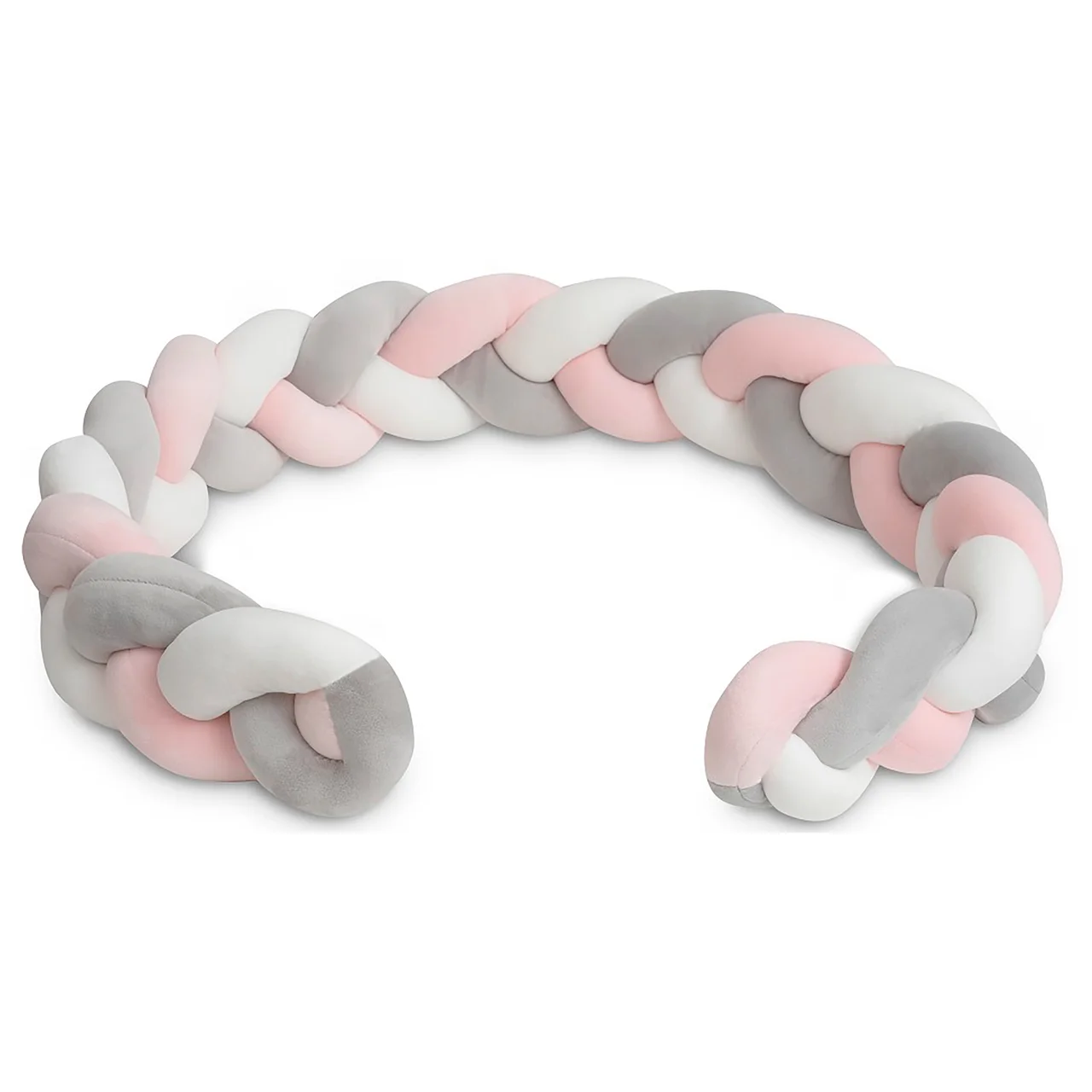 Trenza decorativa, reductor antivuelco, color rosa y gris, INTERBABY.