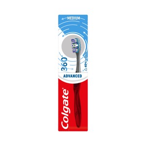 Imagen de COLGATE 360 Advanced Cepillo de dientes medio, con 4 zonas de acción que ayudan a eliminar las bacterias bucales.