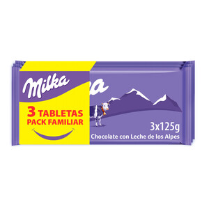 MILKA Chocolate con leche 3 uds. MILKA 375 g.