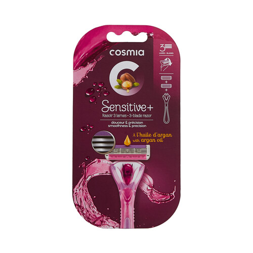 Maquinilla para depilación femenina con cabezal de 3 hojas COSMIA Sensitive.