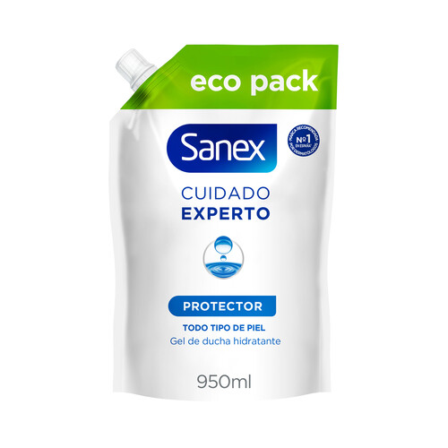 SANEX Biomeprotect dermo Recambio de gel de ducha o baño probiótico, para todo tipo de pieles 950 ml.
