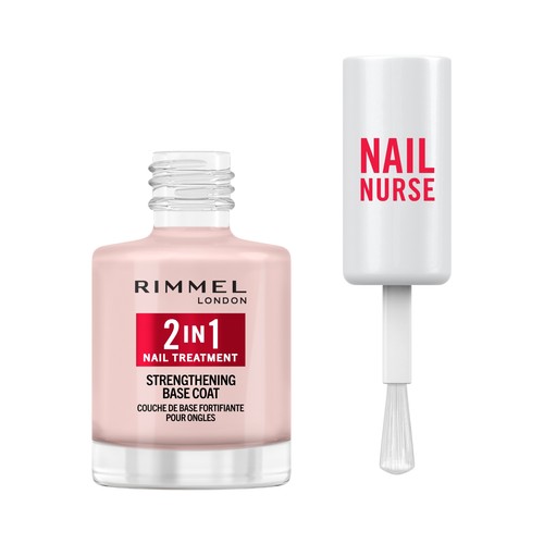 RIMMEL 2 en 1 Top coat (base) para uñas fuertes, duras y sanas.