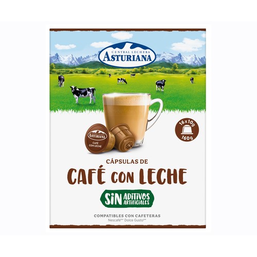 CENTRAL LECHERA ASTURIANA Café en cápsulas con leche 16 uds.