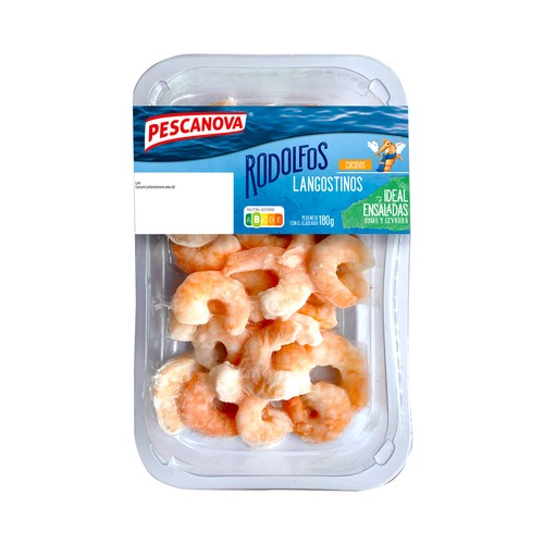 PESCANOVA Langostinos (Rodolfos) cocidos, pelados y ultracongelados PESCANOVA 180 g (P.N.E).