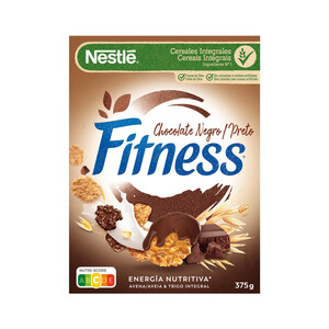 Imagen de NESTLÉ Fitness Copos de trigo integral, arroz y avena integral, recubiertos de chocolate negro 375 g.