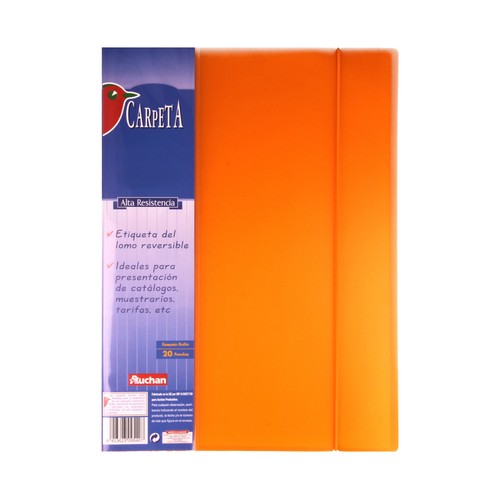 Carpeta clasificadora con 20 fundas tamaño A4 con tapas de poliuretano rígido. ALCAMPO.