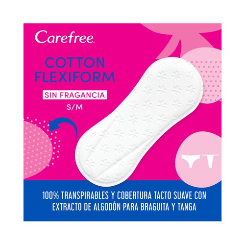 CAREFREE Salvaslips transpirables, sin fragancia CAREFREE Flexiform 30 uds.